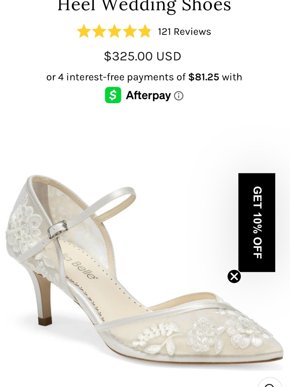 Bella Belle Ivory Floral Ankle-Strap Bridal Heels